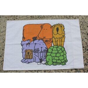 Vintage Harumpf Cartoon Walrus Pillowcase Stevens Utica Animal Kingdom Elephants
